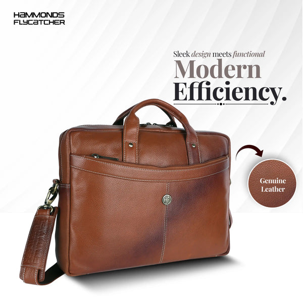 Leather Laptop Messenger Bag for Men with Multiple Compartments - Fits up to 15.6 Inch Laptop - 1 Year Warranty
