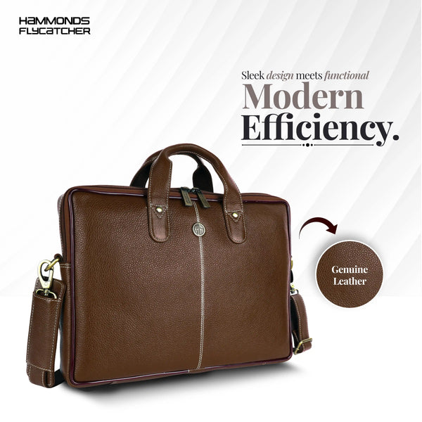Office Bag for Men - Genuine Leather Laptop Bag - Fits Upto 14 Inch Laptop Bag/MacBook - 1 Year Warranty