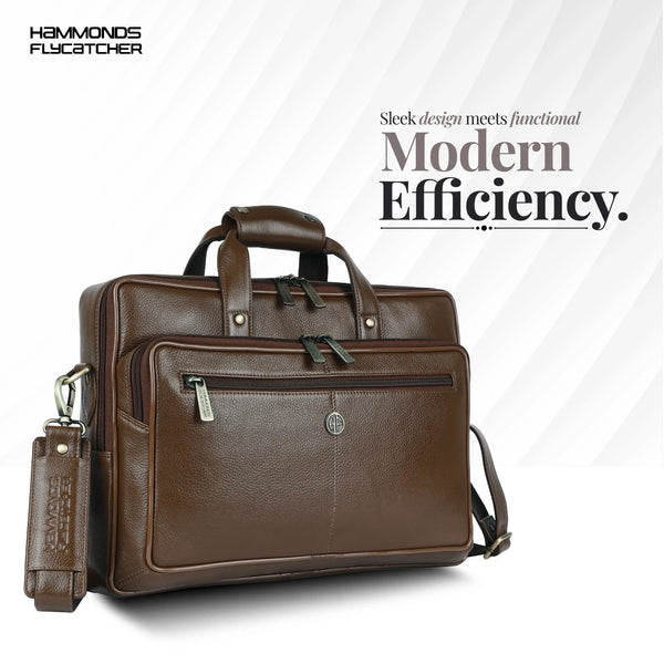 Office Shoulder Bag for Laptop - Genuine Leather - Fits 14 to 15.6 Inch Laptop/MacBook - 1 Year Warranty