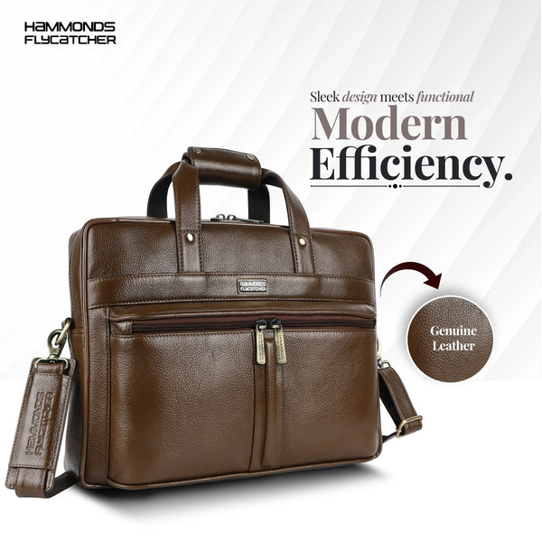 Genuine Leather Office Bag for Men - Laptop Bag - Fits Upto 15.6 Inch Laptop/MacBook - 1 Year Warranty