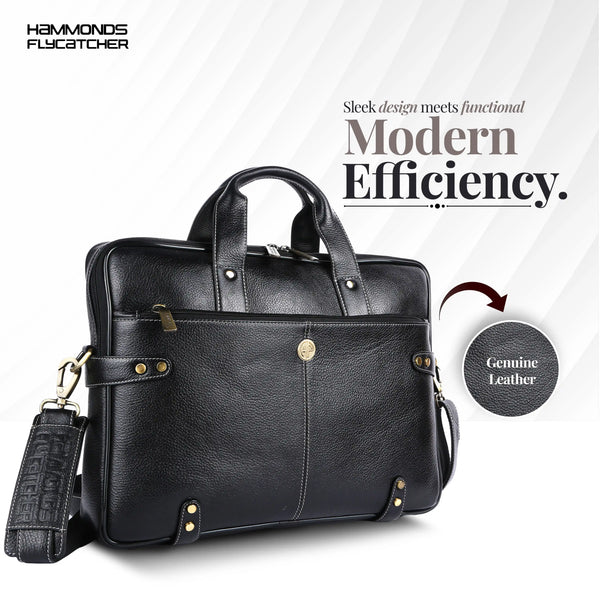 Leather Laptop Bag for Men - Fits Upto 15.6 Inch Laptop/MacBook - Premium Office Bag with 1 Year Warranty