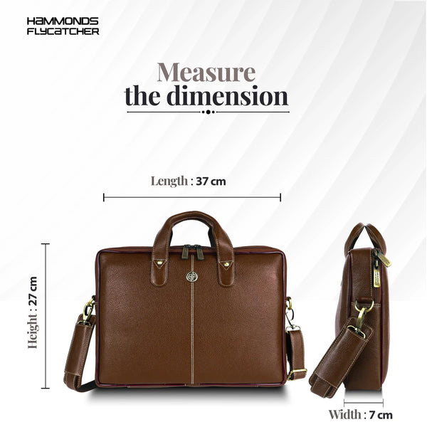 Office Bag for Men - Genuine Leather Laptop Bag - Fits Upto 14 Inch Laptop Bag/MacBook - 1 Year Warranty