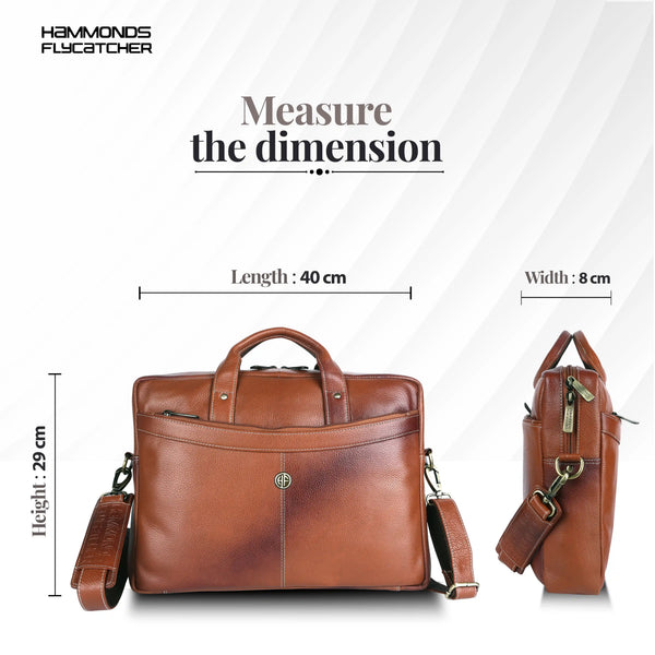 Leather Laptop Messenger Bag for Men with Multiple Compartments - Fits up to 15.6 Inch Laptop - 1 Year Warranty