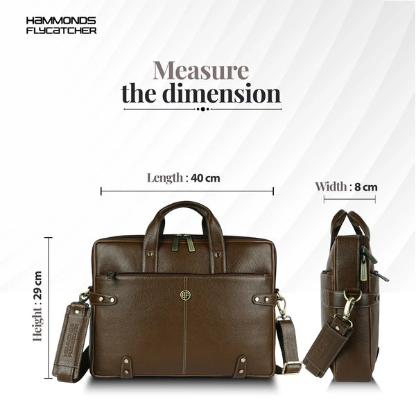 Leather Laptop Bag for Men - Fits Upto 15.6 Inch Laptop/MacBook - Premium Office Bag with 1 Year Warranty