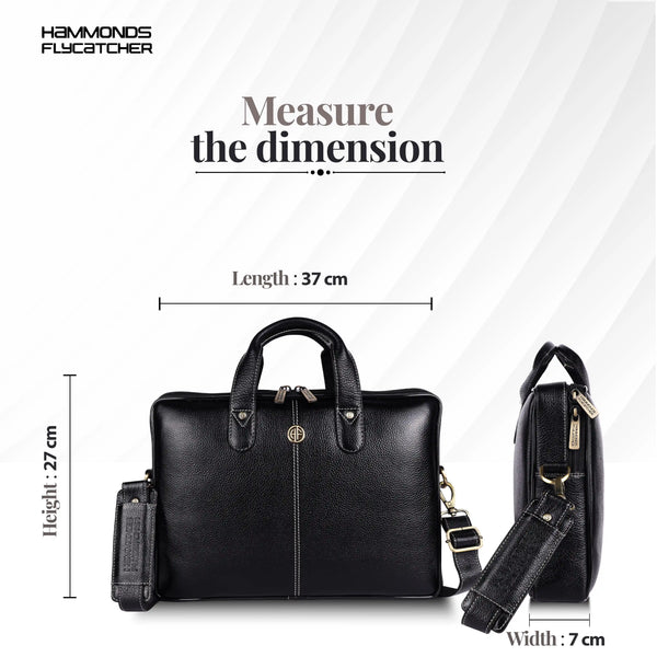 Office Bag for Men - Genuine Leather Laptop Bag - Fits Upto 14 Inch Laptop Bag/MacBook - 1 Year Warranty