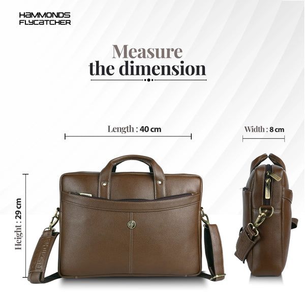Leather Laptop Messenger Bag for Men with Multiple Compartments - Fits up to 15.6 Inch Laptop - 1 Year Warranty