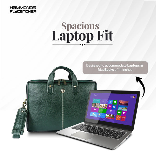 Office Bag for Men - Genuine Leather Laptop Bag - Fits Upto 14 Inch Laptop Bag/MacBook - 1 Year Warranty