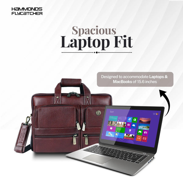 Genuine Leather Office Bag for Men - Fits Up to 15.6 Inch Laptop/MacBook