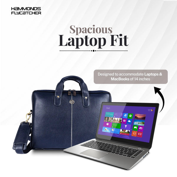 Office Bag for Men - Genuine Leather Laptop Bag - Fits Upto 14 Inch Laptop Bag/MacBook - 1 Year Warranty