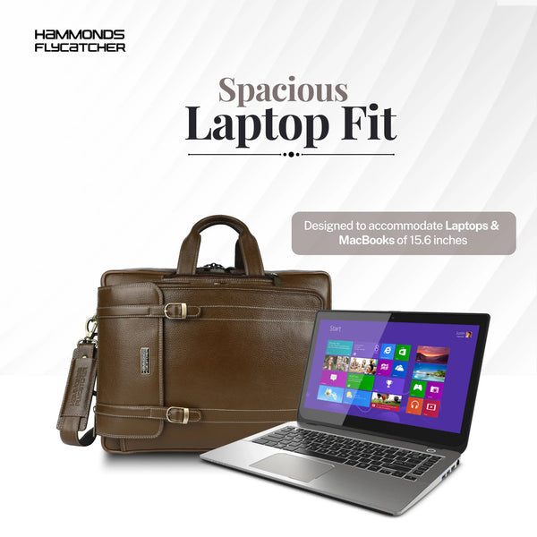 Laptop Bag for Men - Genuine Leather Office Bag - Fits upto 15.6 Inch Laptop/MacBook - Messenger Bag