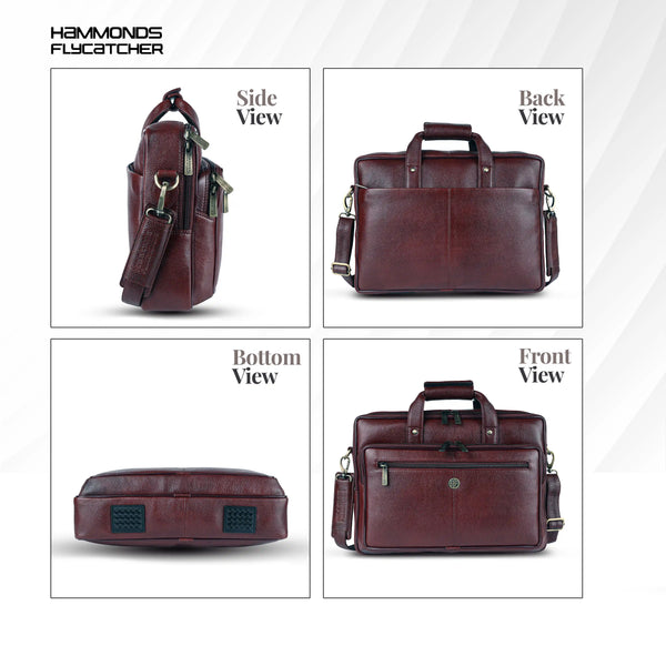 Office Shoulder Bag for Laptop - Genuine Leather - Fits 14 to 15.6 Inch Laptop/MacBook - 1 Year Warranty