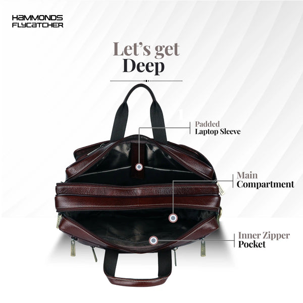 Laptop Bag for Men - Genuine Leather Office Bag - Fits upto 15.6 Inch Laptop/MacBook - Messenger Bag