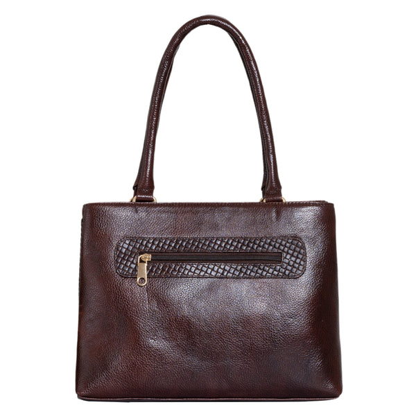 Natural Leather Ladies Handbag Front Metal Chain image 6