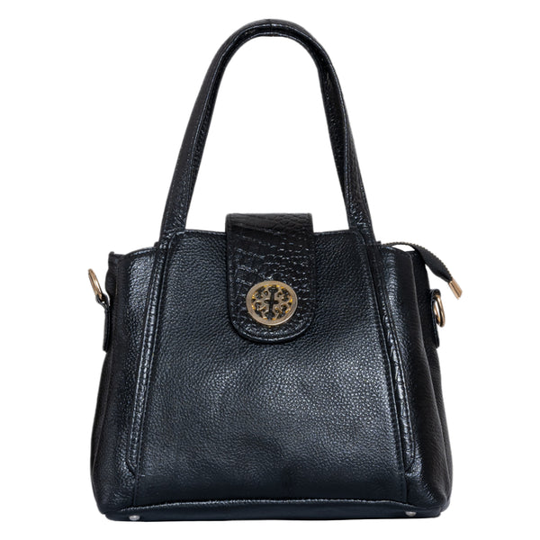 Smart Genuine Leather Ladies Handbag For All Occasions - Black image