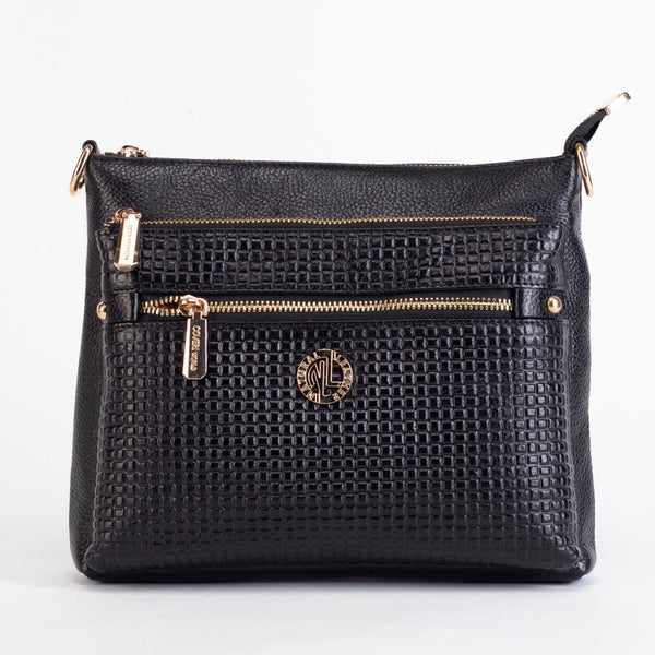 Natural Leather Mtl Chain Pocket Sling - Black image