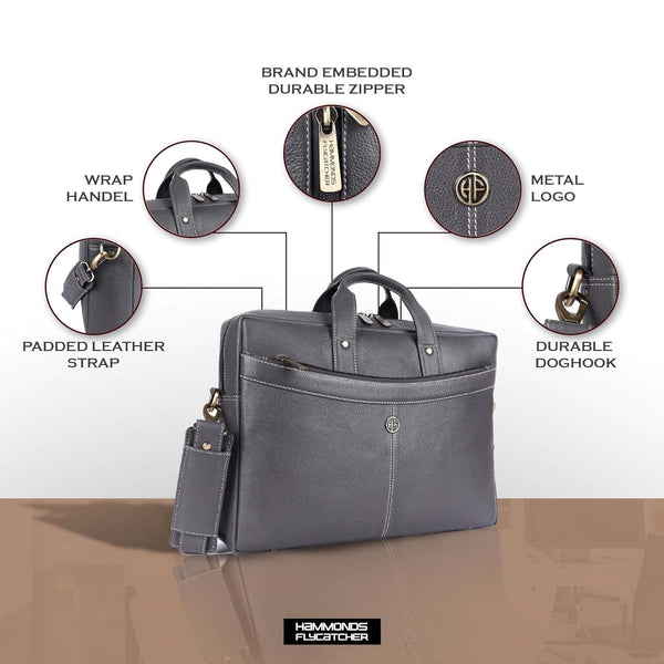 Leather Laptop Messenger Bag for Men with Multiple Compartments - Fits up to 15.6 Inch Laptop - 1 Year Warranty