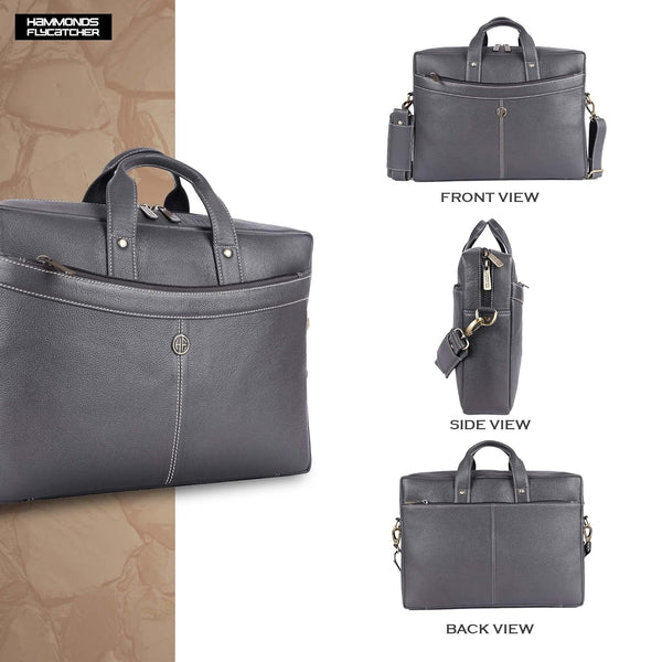 Leather Laptop Messenger Bag for Men with Multiple Compartments - Fits up to 15.6 Inch Laptop - 1 Year Warranty