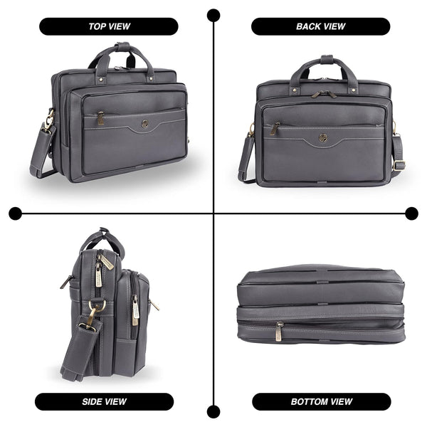 Laptop Bag for Men - Genuine Leather - Fits Upto 15.6 Inch Laptop