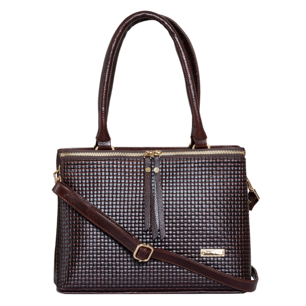 Natural Leather Ladies Handbag Front Metal Chain image 1