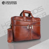 Leather Laptop Office Bag for Men - Messenger Shoulder Bag - Fits 14/15.6 Inch Laptop