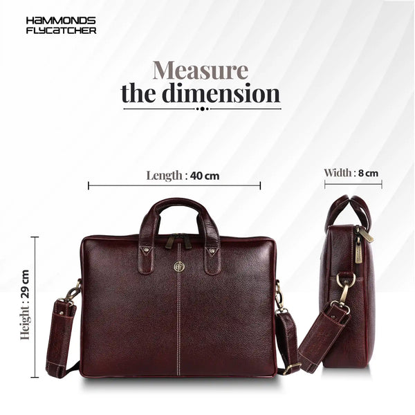 Genuine Leather Laptop Bag for Men - Office Bag - Fits Up to 14/15.6 Inch Laptop/MacBook
