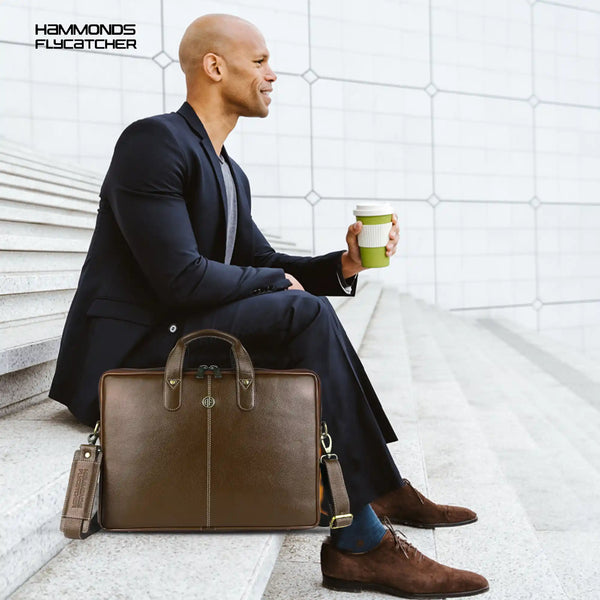 Genuine Leather Laptop Bag for Men - Office Bag - Fits Up to 14/15.6 Inch Laptop/MacBook
