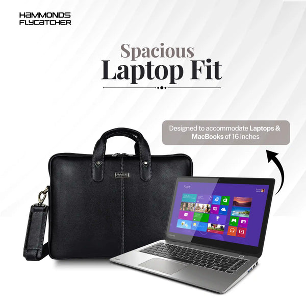 Genuine Leather Laptop Bag for Men - Office Bag - Fits Up to 14/15.6 Inch Laptop/MacBook