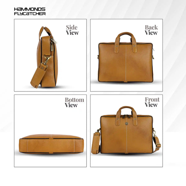 Genuine Leather Laptop Bag for Men - Office Bag - Fits Up to 14/15.6 Inch Laptop/MacBook