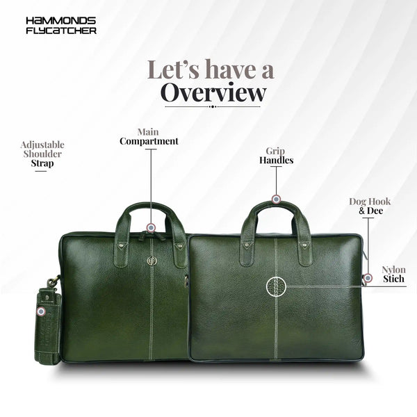 Genuine Leather Laptop Bag for Men - Office Bag - Fits Up to 14/15.6 Inch Laptop/MacBook