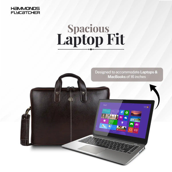 Genuine Leather Laptop Bag for Men - Office Bag - Fits Up to 14/15.6 Inch Laptop/MacBook