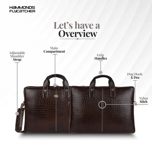 Genuine Leather Laptop Bag for Men - Office Bag - Fits Up to 14/15.6 Inch Laptop/MacBook