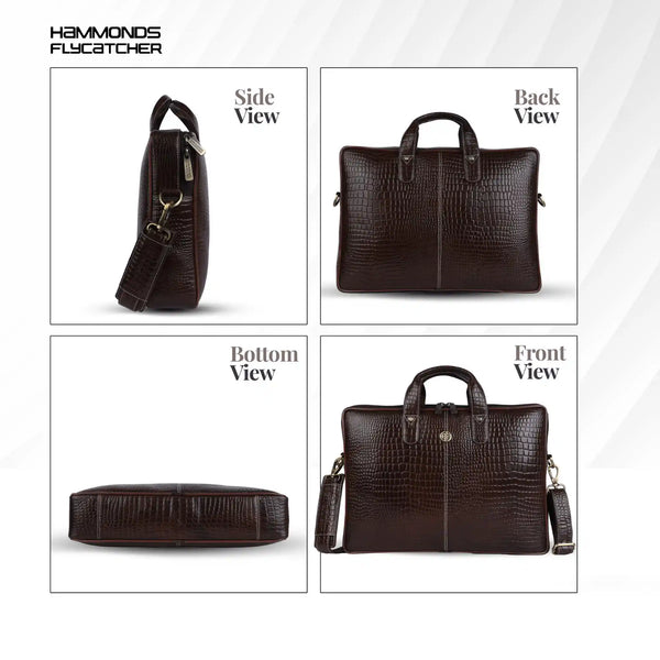 Genuine Leather Laptop Bag for Men - Office Bag - Fits Up to 14/15.6 Inch Laptop/MacBook
