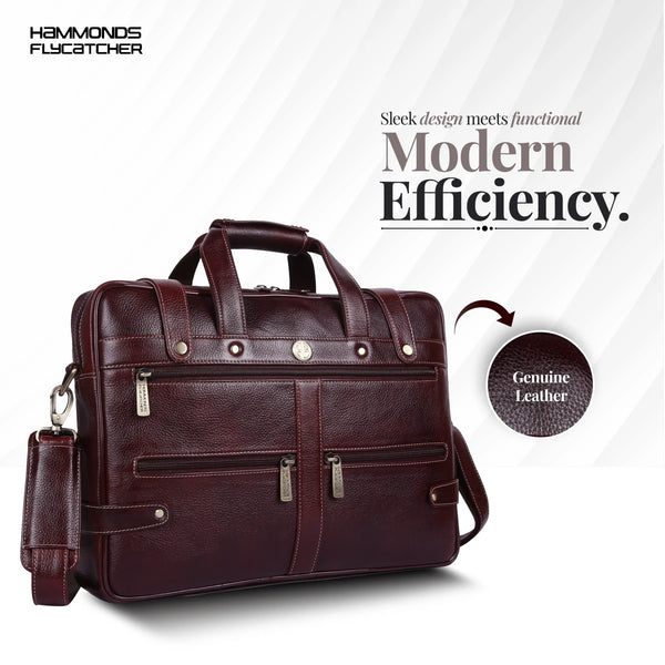 Branded Laptop Bag for Men - Genuine Leather - Fits Up to 15.6 Inch Laptop/MacBook - 1 Year Warranty