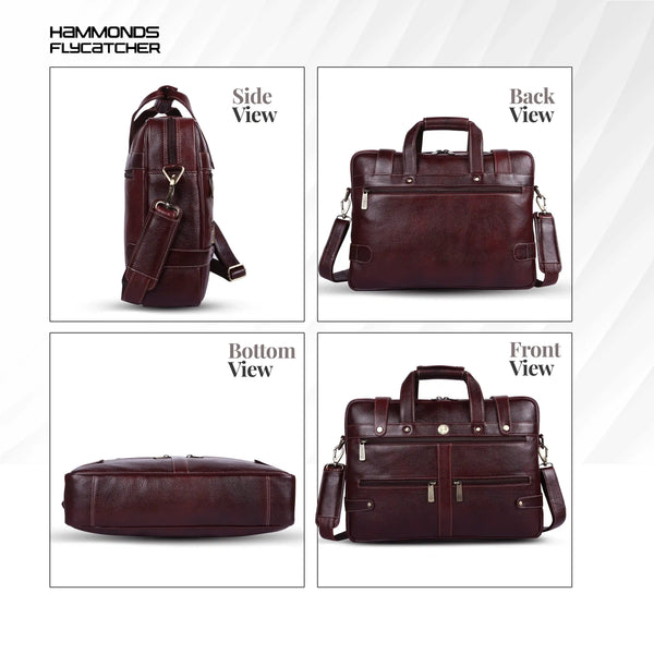 Branded Laptop Bag for Men - Genuine Leather - Fits Up to 15.6 Inch Laptop/MacBook - 1 Year Warranty