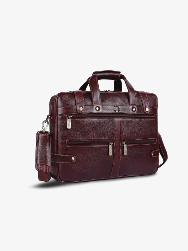 Branded Laptop Bag for Men - Genuine Leather - Fits Up to 15.6 Inch Laptop/MacBook - 1 Year Warranty