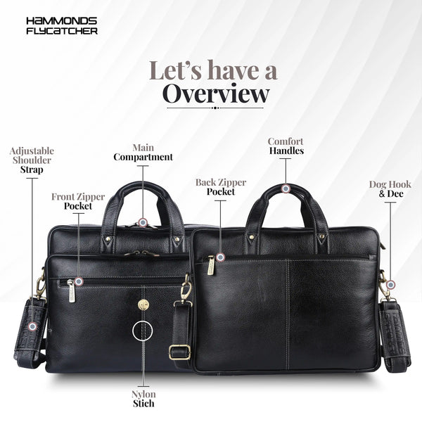 Luxury Leather Laptop Bag for Men - Office Shoulder Bag - Fits 14/15.6 Inch Laptops/MacBook