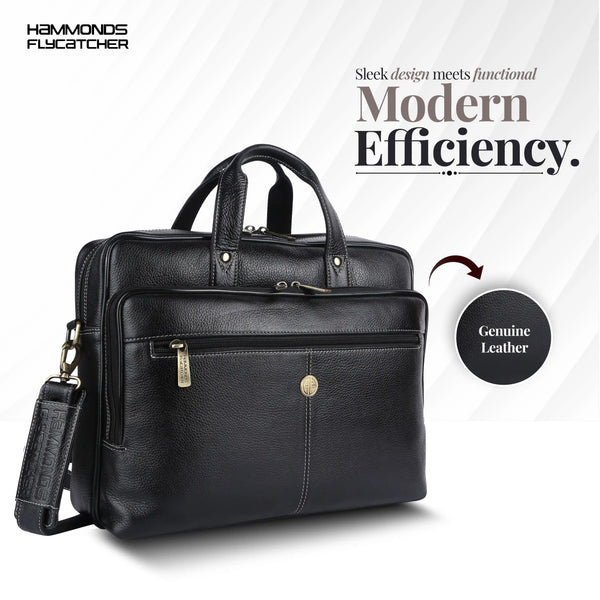 Luxury Leather Laptop Bag for Men - Office Shoulder Bag - Fits 14/15.6 Inch Laptops/MacBook