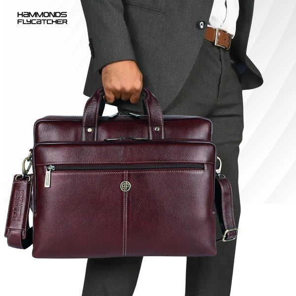 Luxury Leather Laptop Bag for Men - Office Shoulder Bag - Fits 14/15.6 Inch Laptops/MacBook