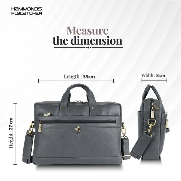 Laptop Bag for Men - Genuine Leather Office Bag with Multiple Compartments - Fits 14-15.6 Inch Laptop