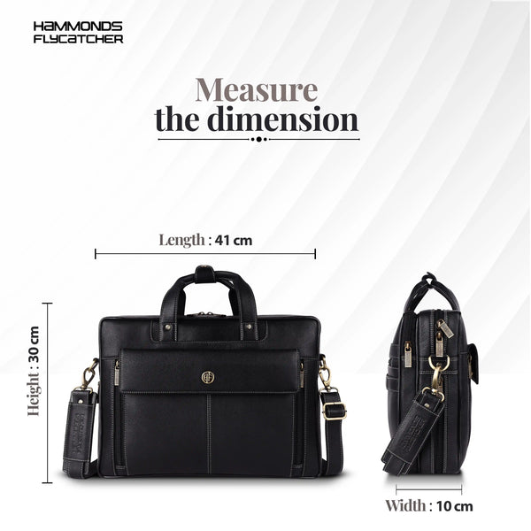 Genuine Leather Expandable Laptop Bag for Men with Adjustable Strap - Fits Upto 15.6" Laptop/MacBook- 1 Year Warranty