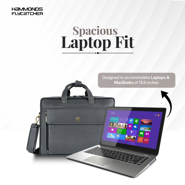 Genuine Leather Expandable Laptop Bag for Men with Adjustable Strap - Fits Upto 15.6" Laptop/MacBook- 1 Year Warranty