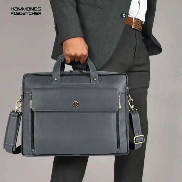 Genuine Leather Expandable Laptop Bag for Men with Adjustable Strap - Fits Upto 15.6" Laptop/MacBook- 1 Year Warranty