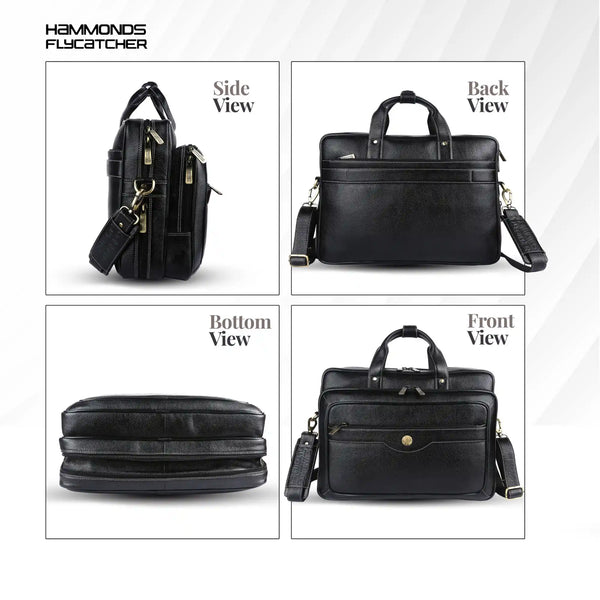 Laptop Bag for Men - Genuine Leather - Fits Upto 15.6 Inch Laptop
