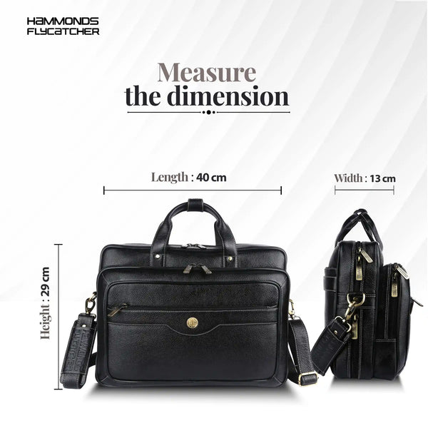 Laptop Bag for Men - Genuine Leather - Fits Upto 15.6 Inch Laptop