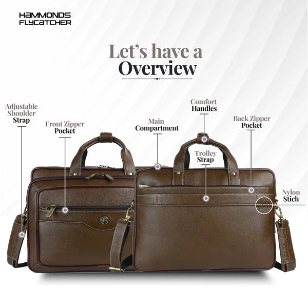 Laptop Bag for Men - Genuine Leather - Fits Upto 15.6 Inch Laptop
