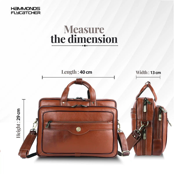 Laptop Bag for Men - Genuine Leather - Fits Upto 15.6 Inch Laptop