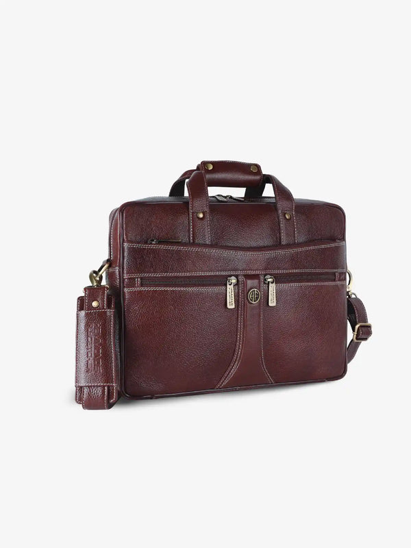 Leather Laptop Office Bag for Men - Messenger Shoulder Bag - Fits 14/15.6 Inch Laptop