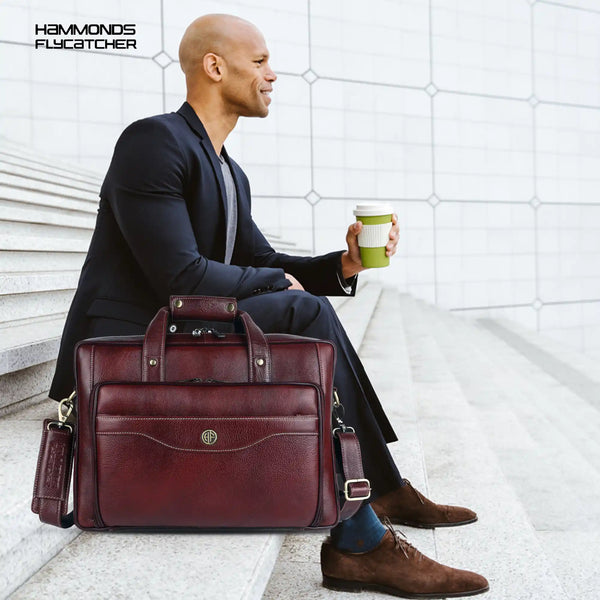 Leather Office Laptop Bags For Mens - Fits Up to 15.6-inch Laptop/MacBook - 1 Year Warranty Included