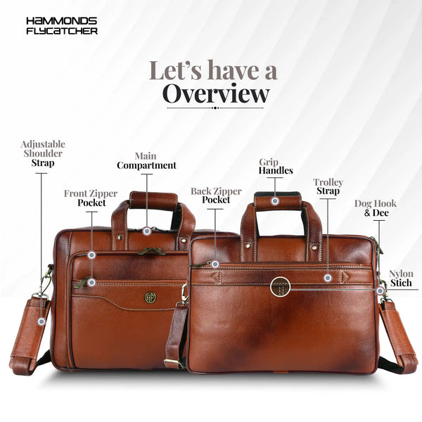 Leather Office Laptop Bags For Mens - Fits Up to 15.6-inch Laptop/MacBook - 1 Year Warranty Included