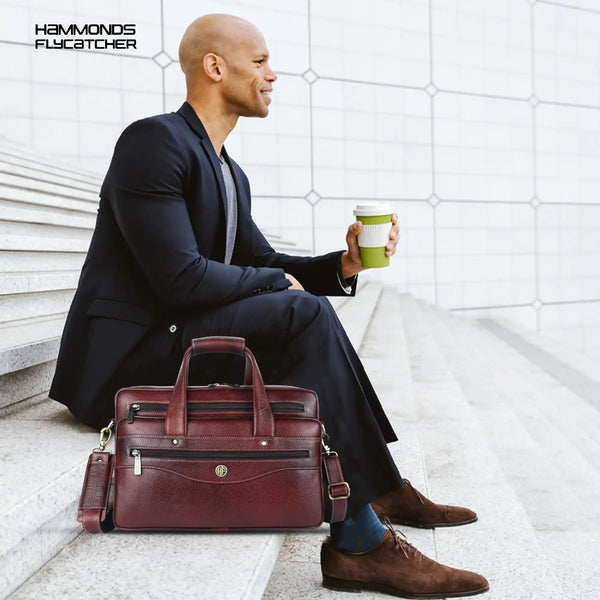 Office Laptop Bag For Men - Adjustable & Removal Strap - Multiple Compartment - Fits Upto 15.6" Laptop/MacBook